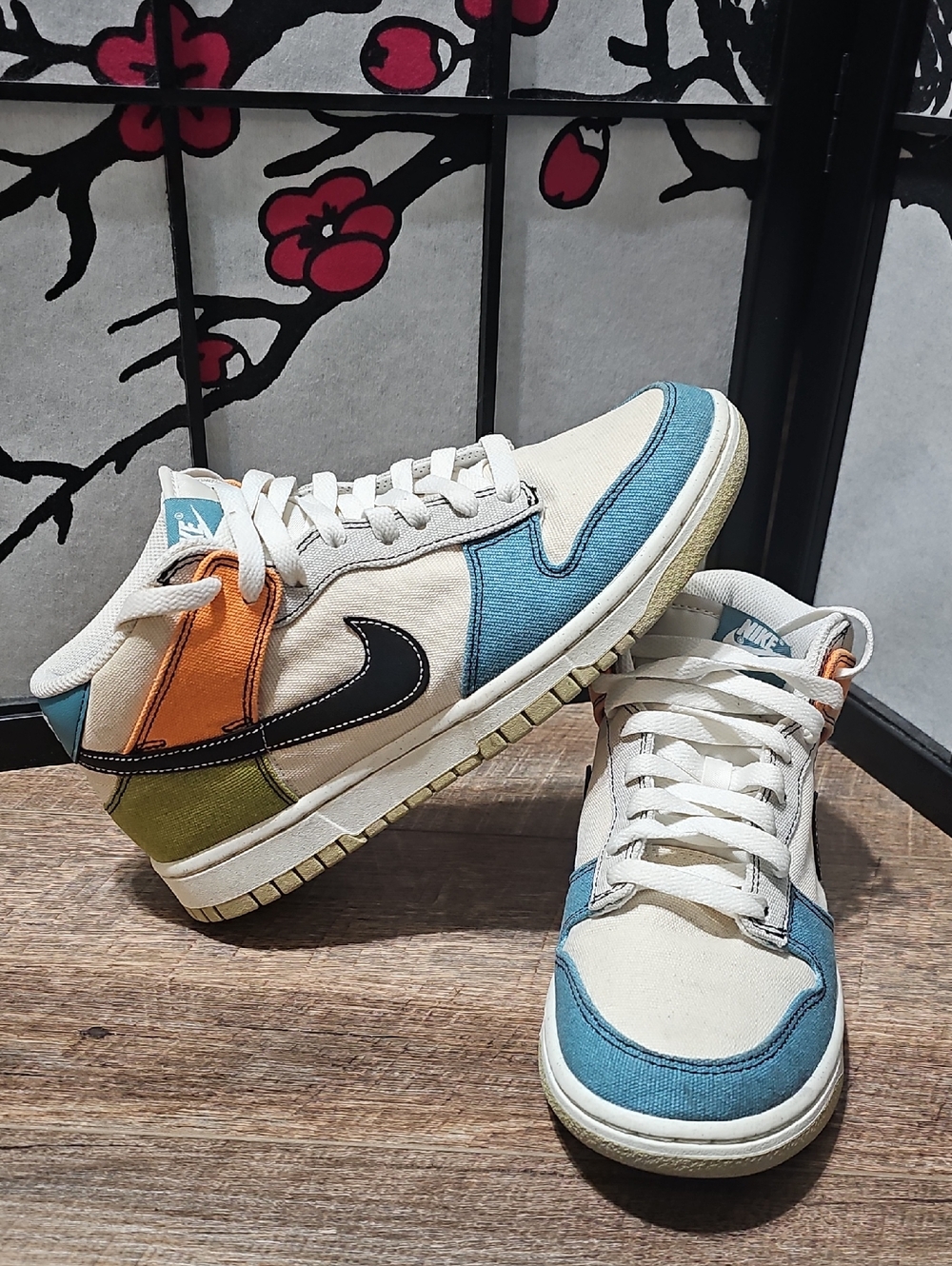 Nike Dunk Mid Pale Ivory Multi-Color Sneakers Shoes Size 7.5